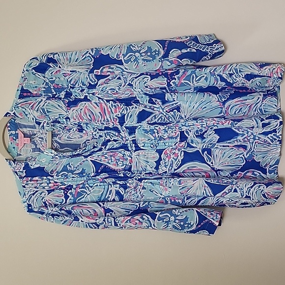 Lilly Pulitzer Preppy Dylan Tunic multi palm beach pop over blouse Size Medium - Picture 7 of 16